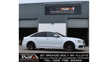 White Audi A6 on 20" Bronze Bola B11 Alloys