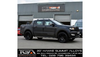 Black Ford Ranger on 20" Hawke Summit Alloys